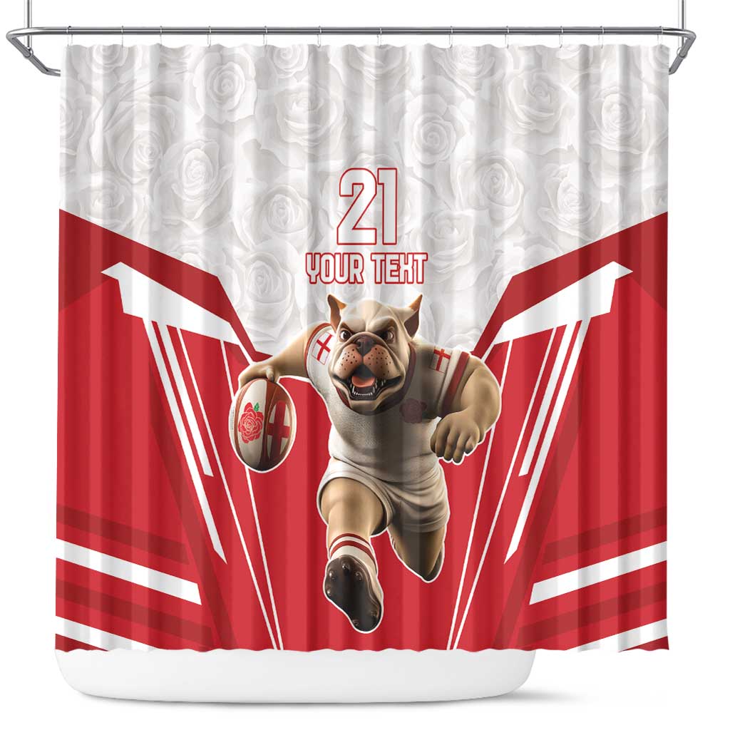 England Rugby Custom Shower Curtain English Bull Dog Mascot Sporty LT9