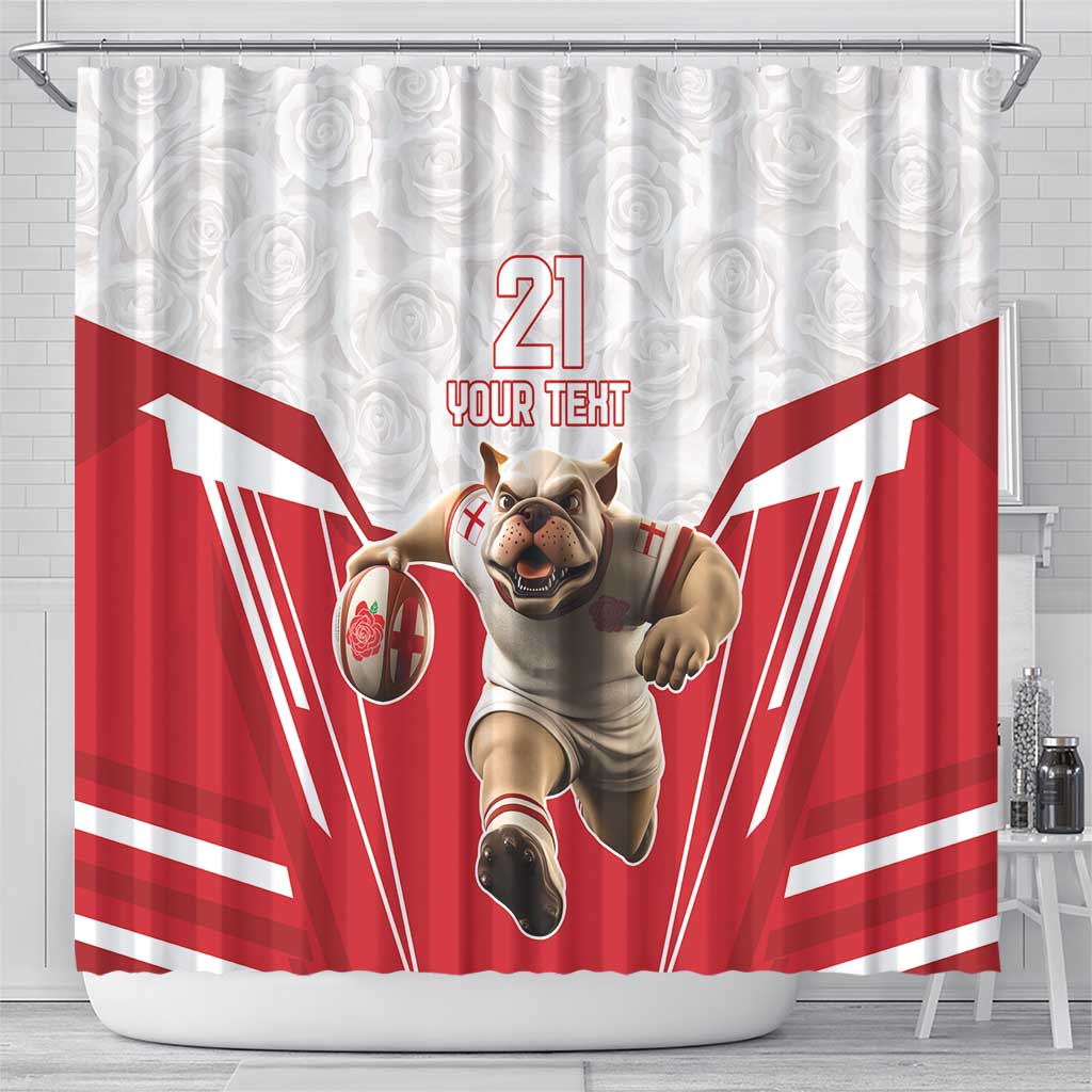 England Rugby Custom Shower Curtain English Bull Dog Mascot Sporty LT9