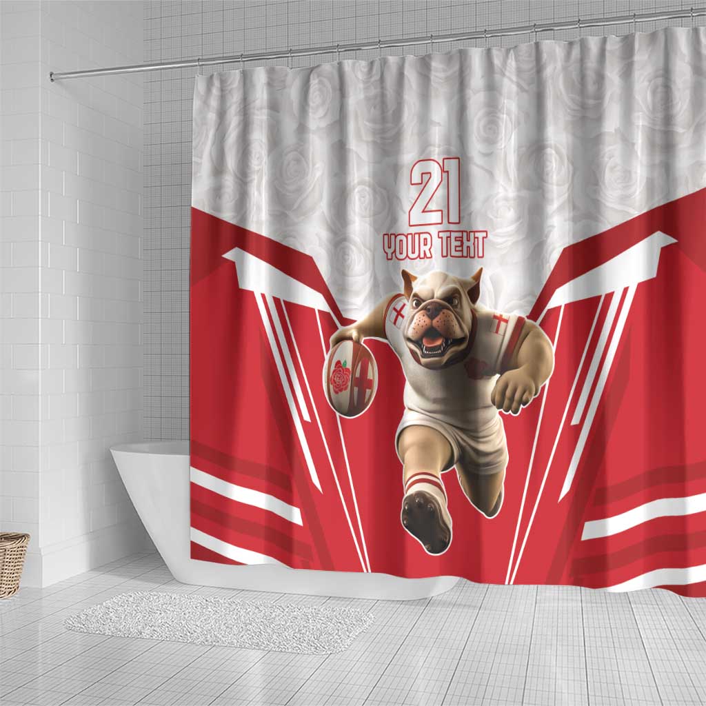 England Rugby Custom Shower Curtain English Bull Dog Mascot Sporty LT9