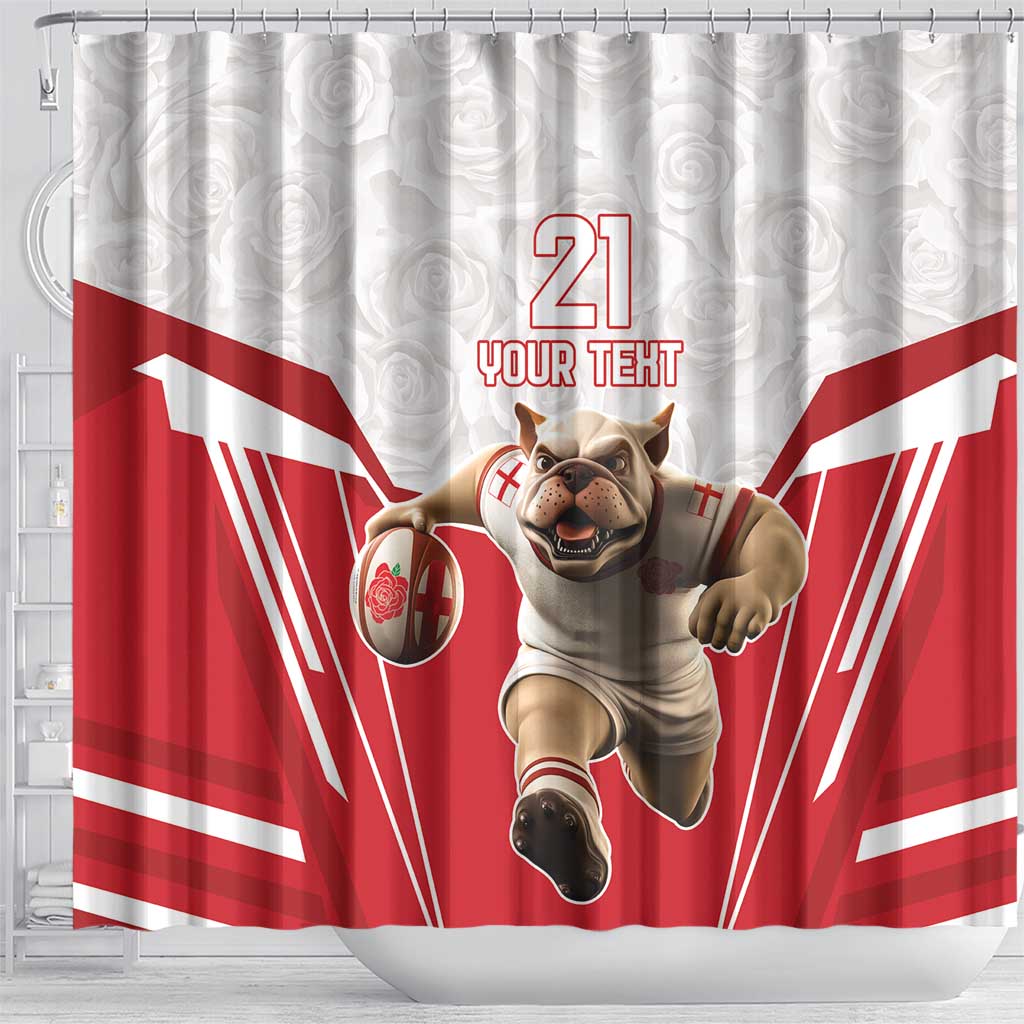 England Rugby Custom Shower Curtain English Bull Dog Mascot Sporty LT9