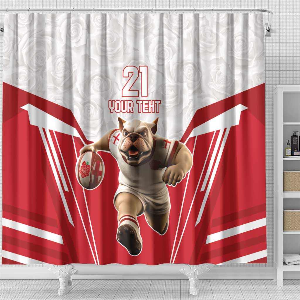 England Rugby Custom Shower Curtain English Bull Dog Mascot Sporty LT9