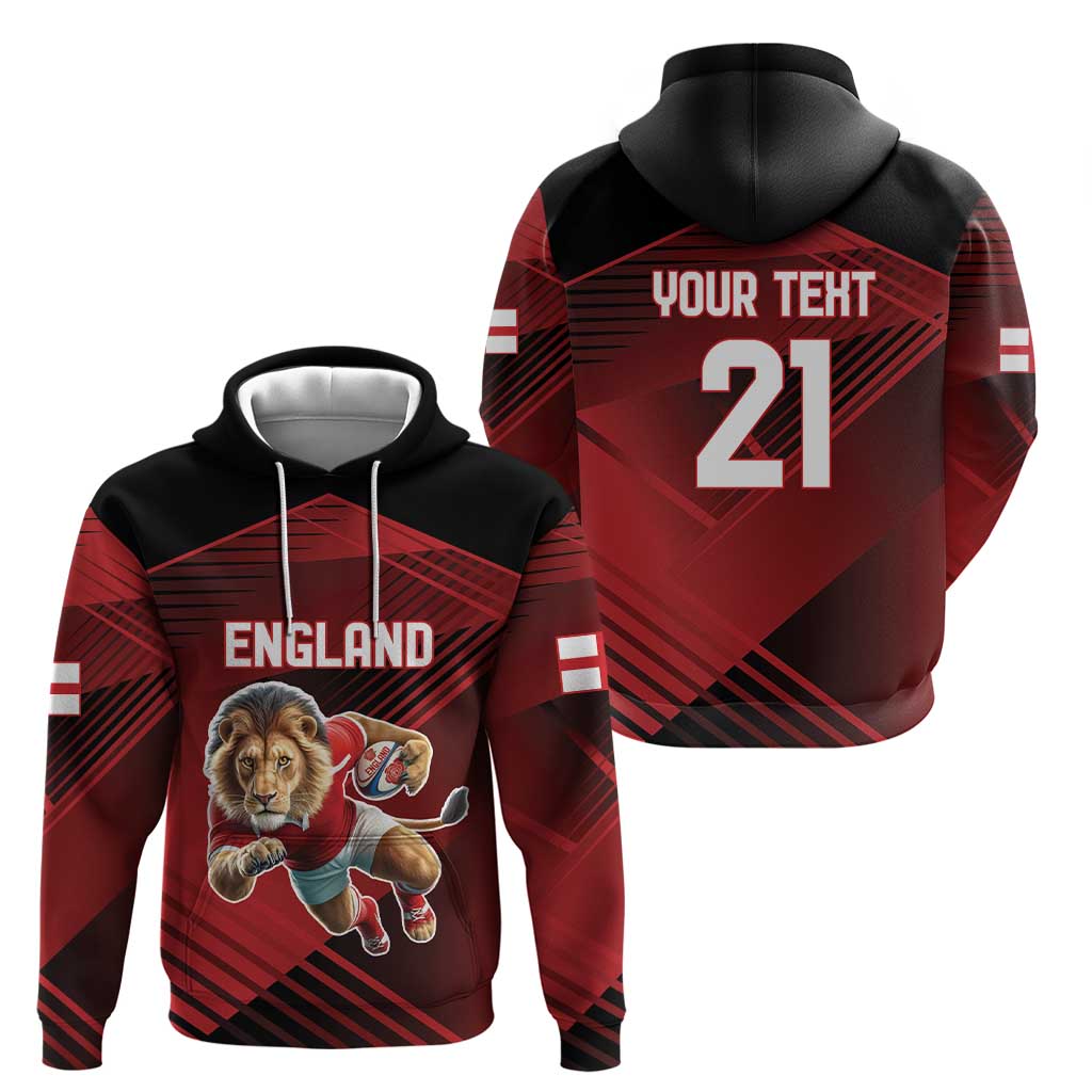 England Rugby Custom Hoodie Lion Mascot Sporty LT9