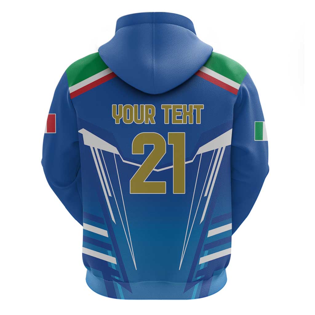 Italy Rugby Custom Hoodie Italian Wolf Mascot Go Gli Azzurri LT9