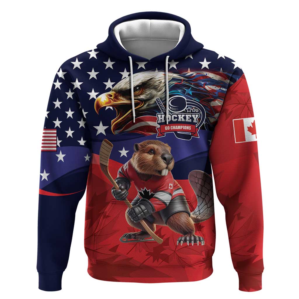 USA Canada Ice Hockey Custom Hoodie Go Champion 4 Nations LT9