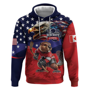 USA Canada Ice Hockey Custom Hoodie Go Champion 4 Nations LT9