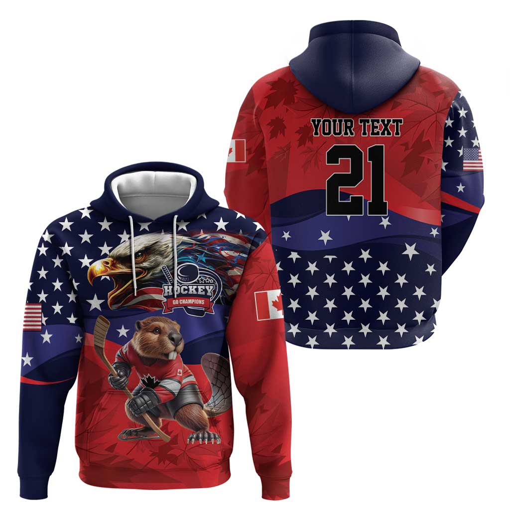 USA Canada Ice Hockey Custom Hoodie Go Champion 4 Nations LT9