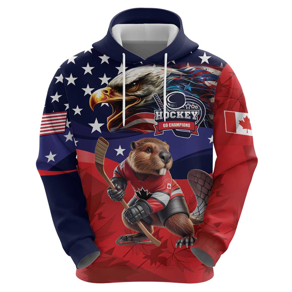 USA Canada Ice Hockey Custom Hoodie Go Champion 4 Nations LT9