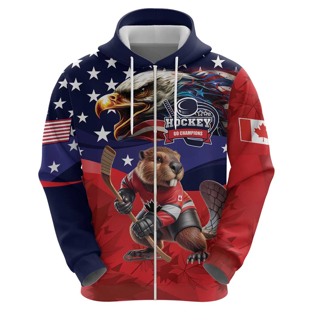 USA Canada Ice Hockey Custom Hoodie Go Champion 4 Nations LT9