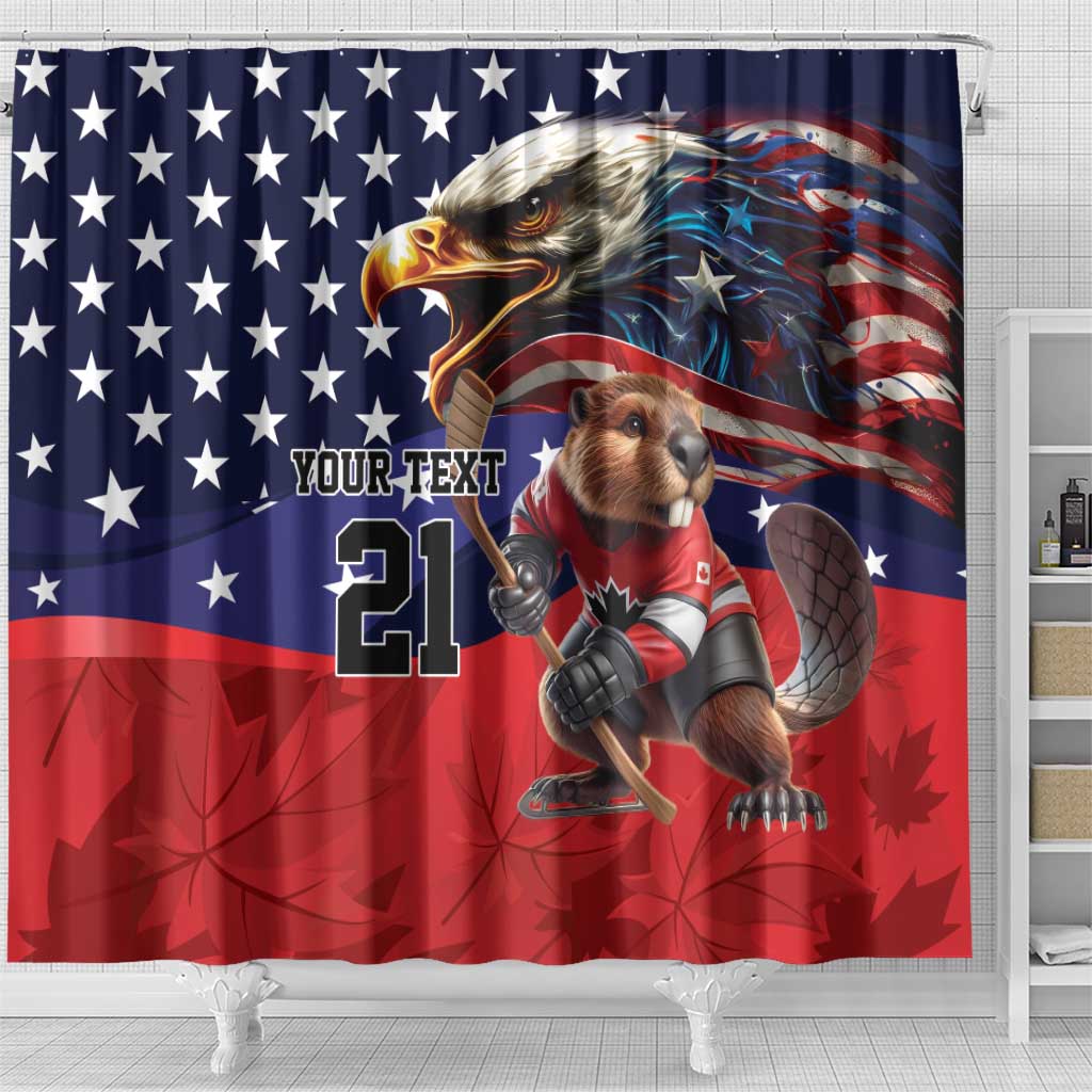 USA Canada Ice Hockey Custom Shower Curtain Go Champion 4 Nations LT9