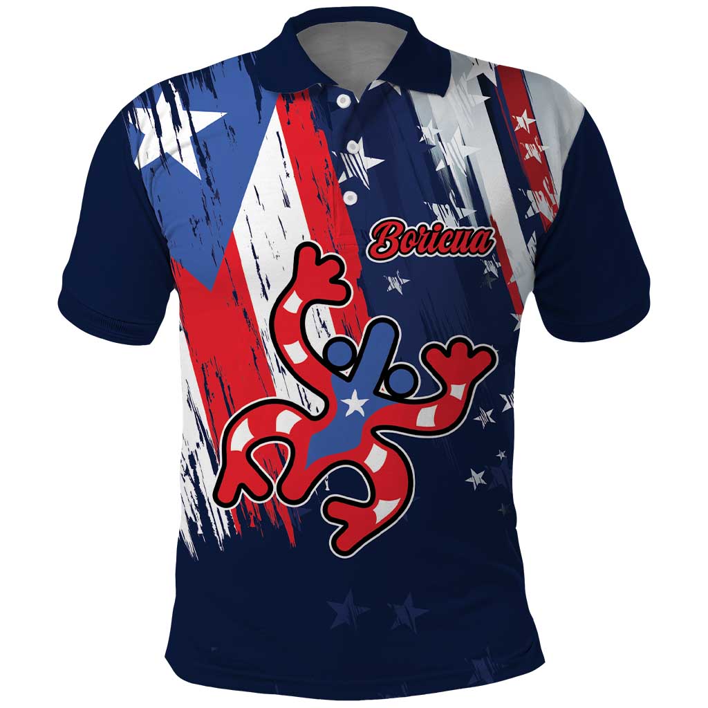 Personalized Puerto Rico American Polo Shirt Boricua Taino Frog LT9