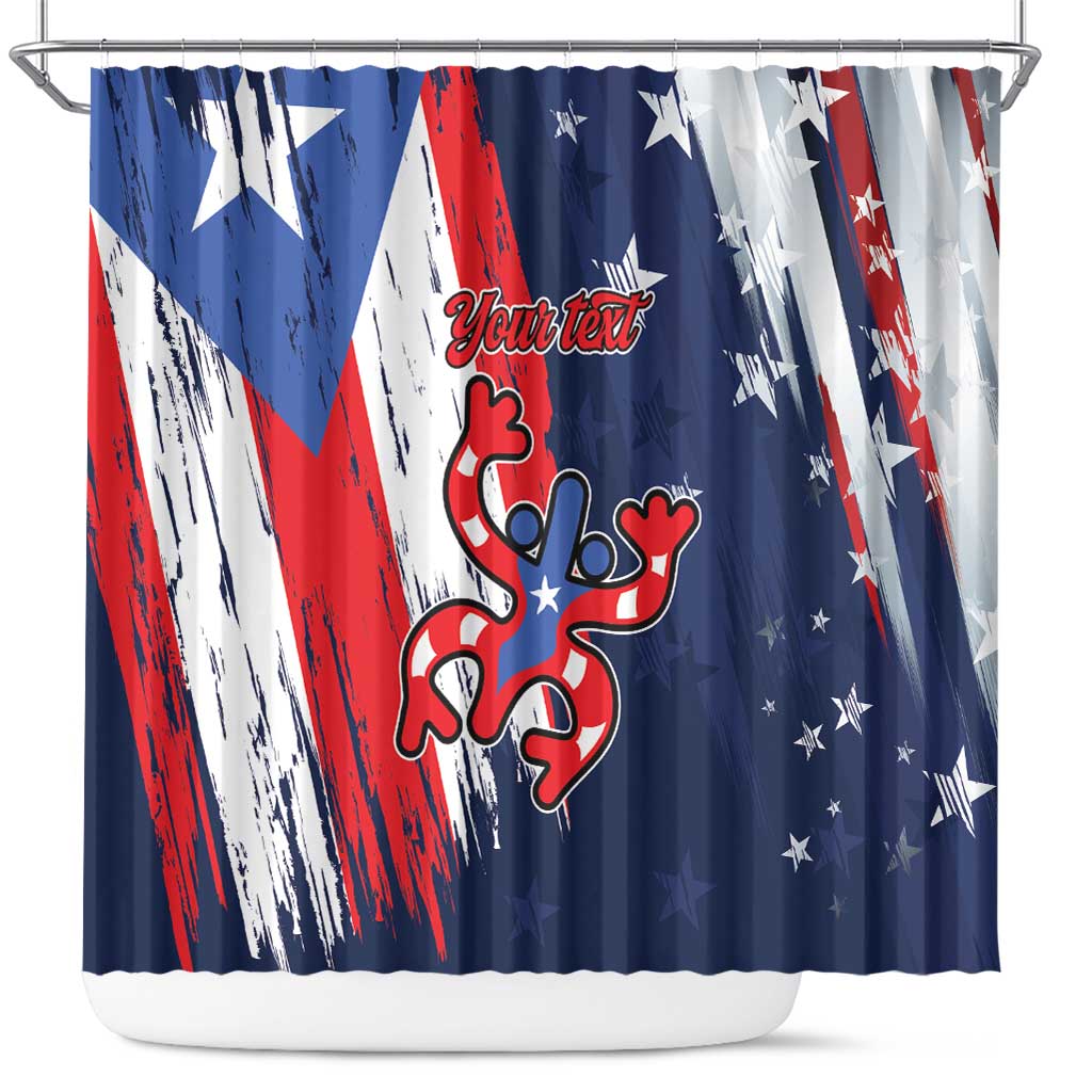 Personalized Puerto Rico American Shower Curtain Boricua Taino Frog LT9