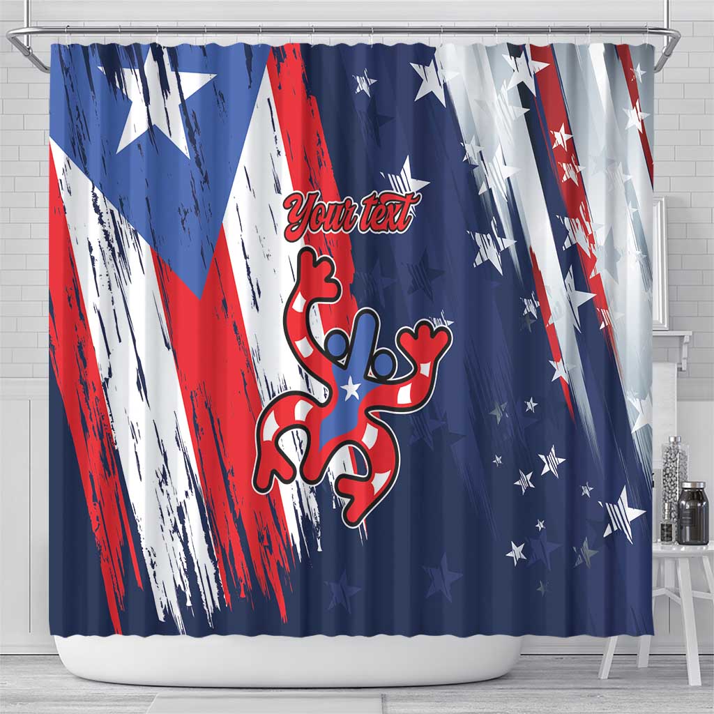Personalized Puerto Rico American Shower Curtain Boricua Taino Frog LT9