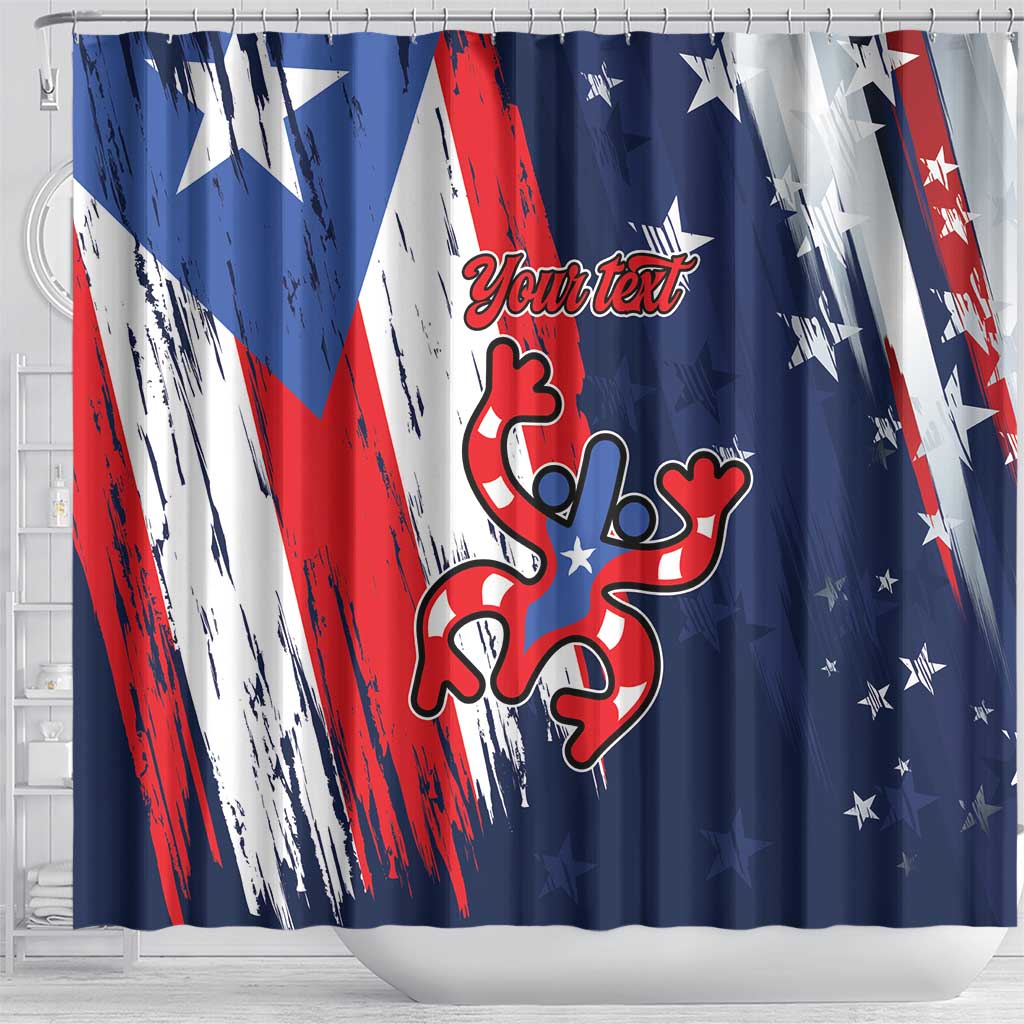 Personalized Puerto Rico American Shower Curtain Boricua Taino Frog LT9