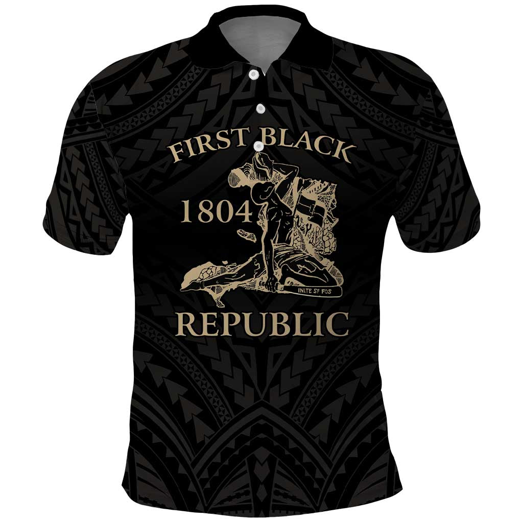 Personalized Haiti First Black Republic Polo Shirt Negre Marron With Map And Flag LT9