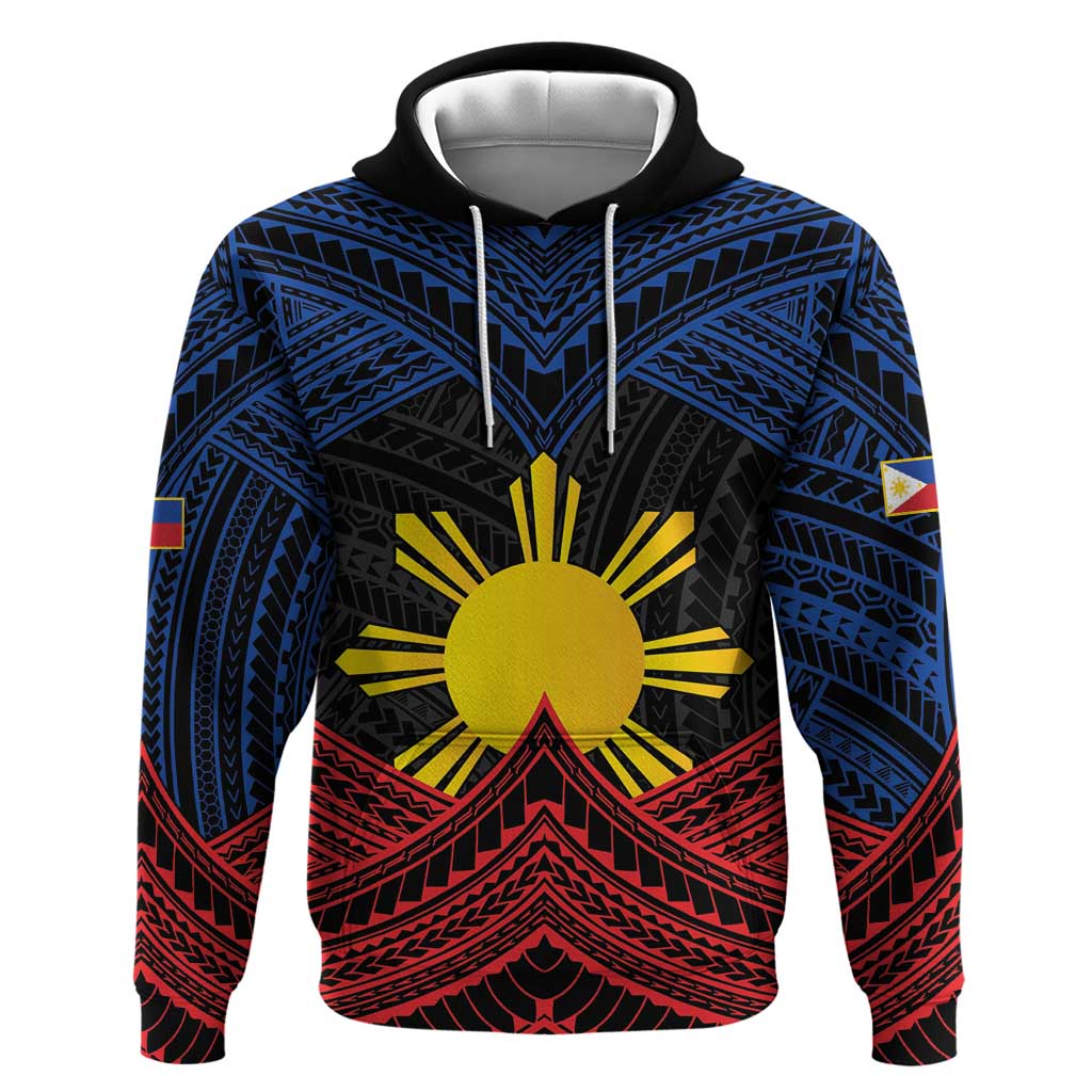 Personalized Philippines Hoodie Polynesian Tribal Tattoo with Filipino Flag Motif LT9