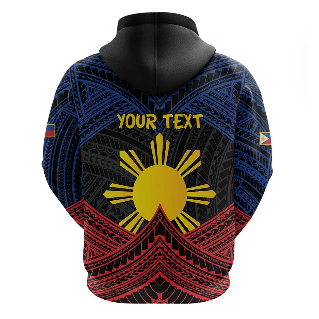 Personalized Philippines Hoodie Polynesian Tribal Tattoo with Filipino Flag Motif LT9