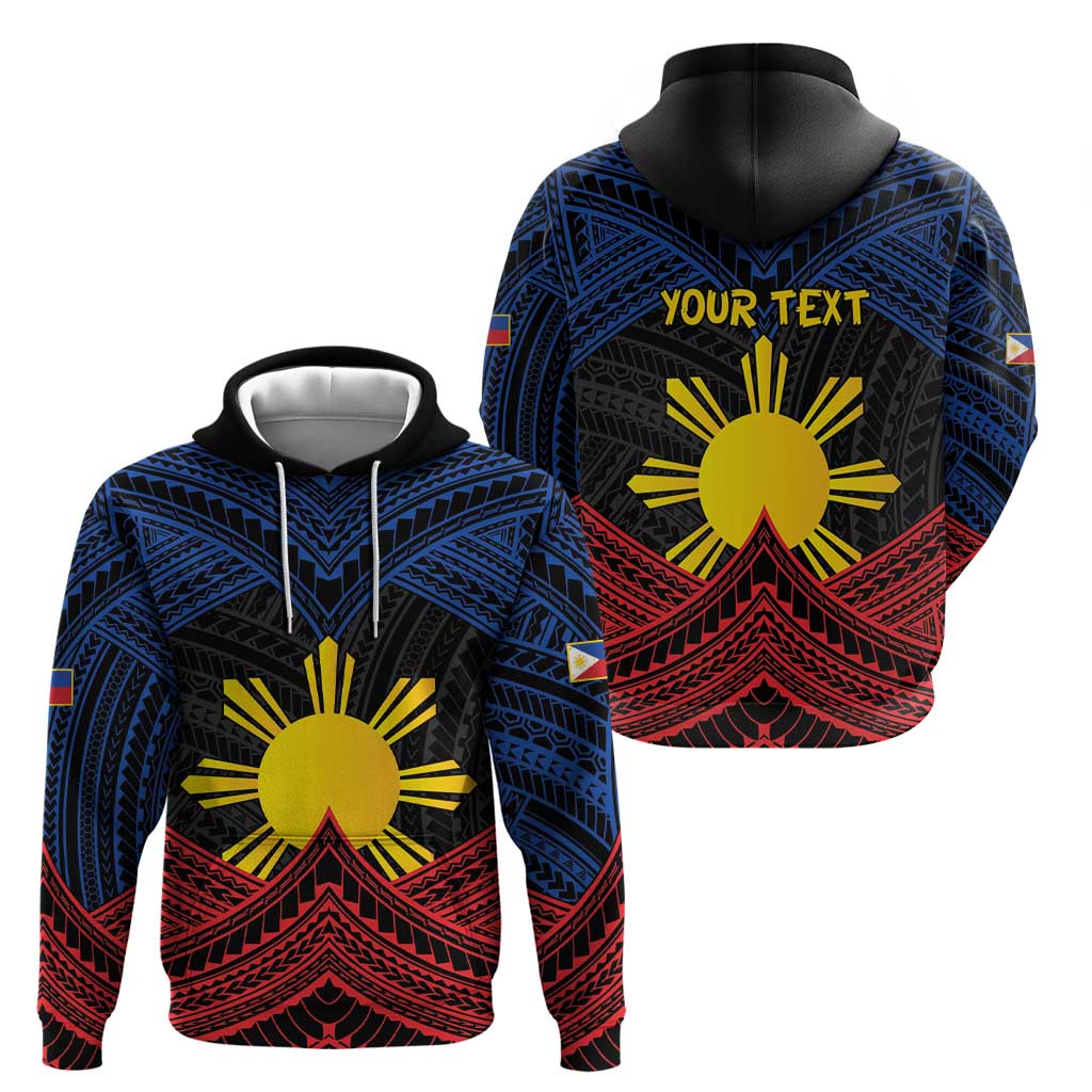 Personalized Philippines Hoodie Polynesian Tribal Tattoo with Filipino Flag Motif LT9