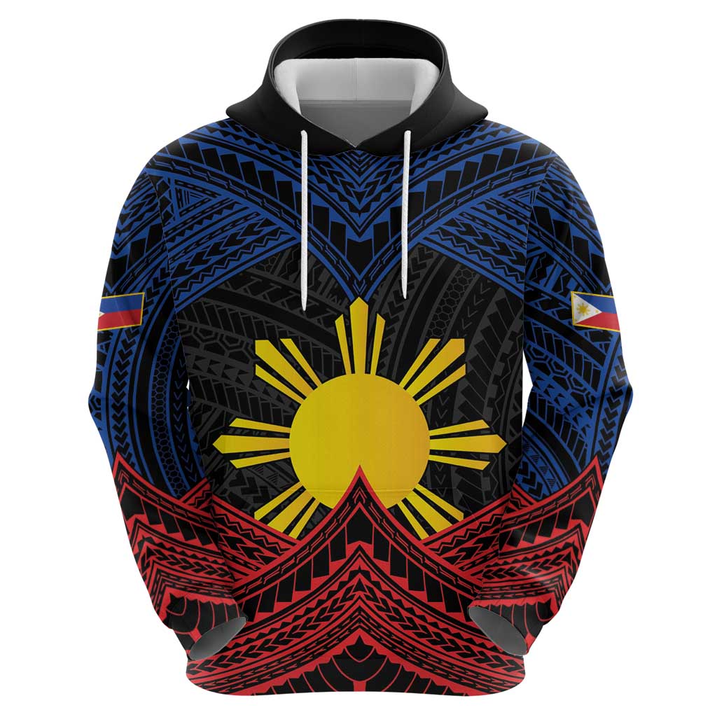Personalized Philippines Hoodie Polynesian Tribal Tattoo with Filipino Flag Motif LT9