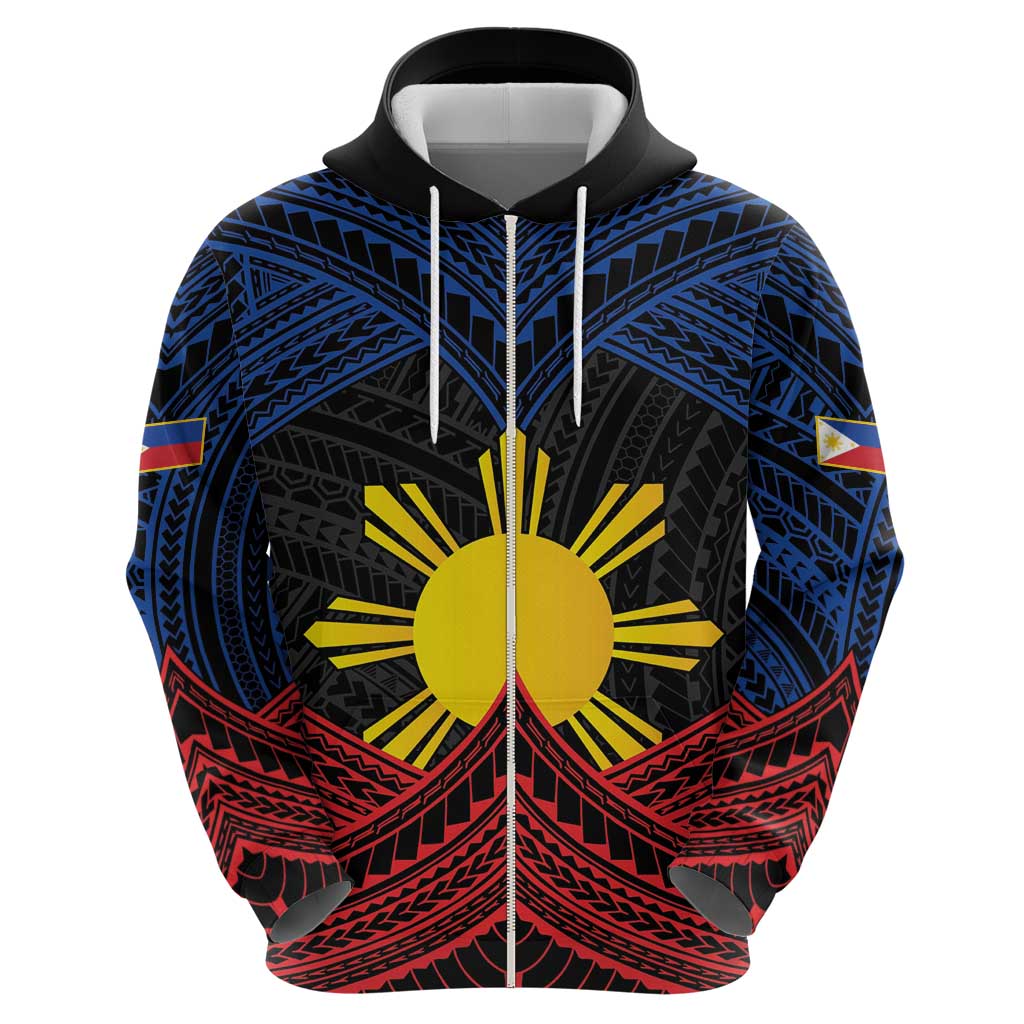 Personalized Philippines Hoodie Polynesian Tribal Tattoo with Filipino Flag Motif LT9