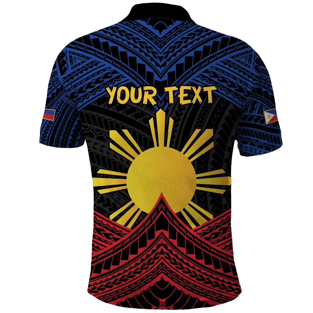 Personalized Philippines Polo Shirt Polynesian Tribal Tattoo with Filipino Flag Motif LT9
