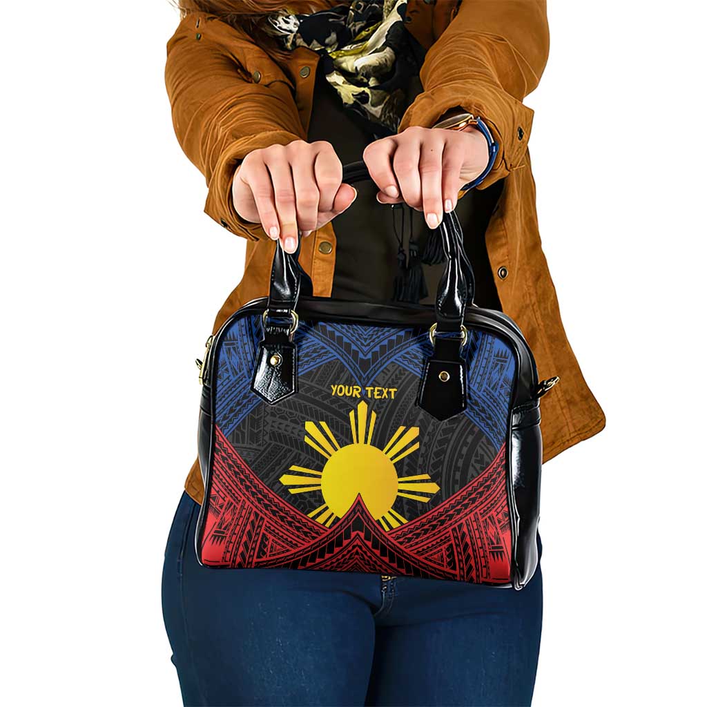 Personalized Philippines Shoulder Handbag Polynesian Tribal Tattoo with Filipino Flag Motif LT9