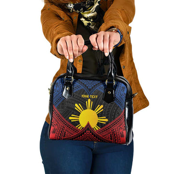 Personalized Philippines Shoulder Handbag Polynesian Tribal Tattoo with Filipino Flag Motif LT9