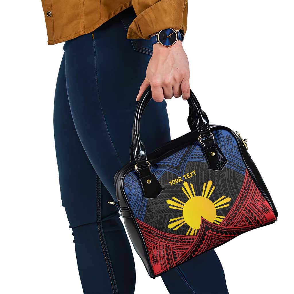 Personalized Philippines Shoulder Handbag Polynesian Tribal Tattoo with Filipino Flag Motif LT9