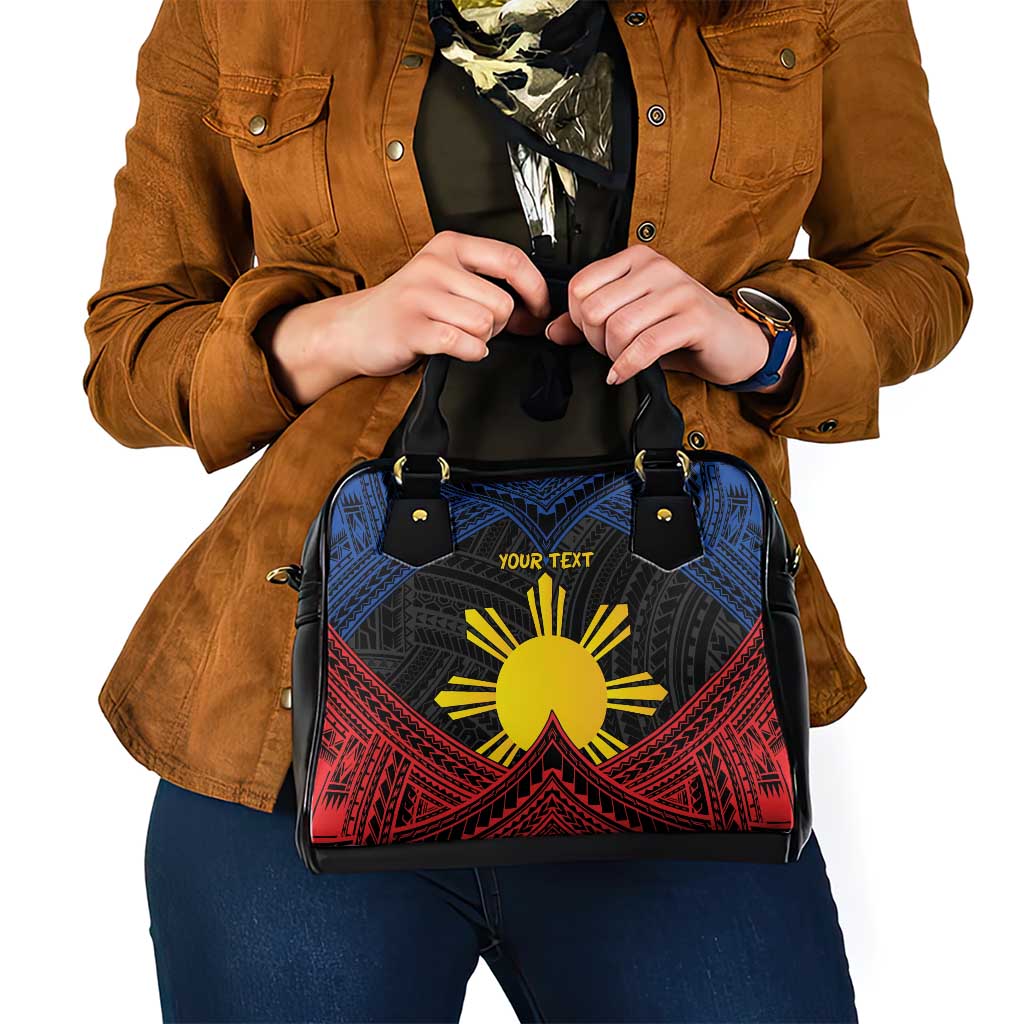 Personalized Philippines Shoulder Handbag Polynesian Tribal Tattoo with Filipino Flag Motif LT9