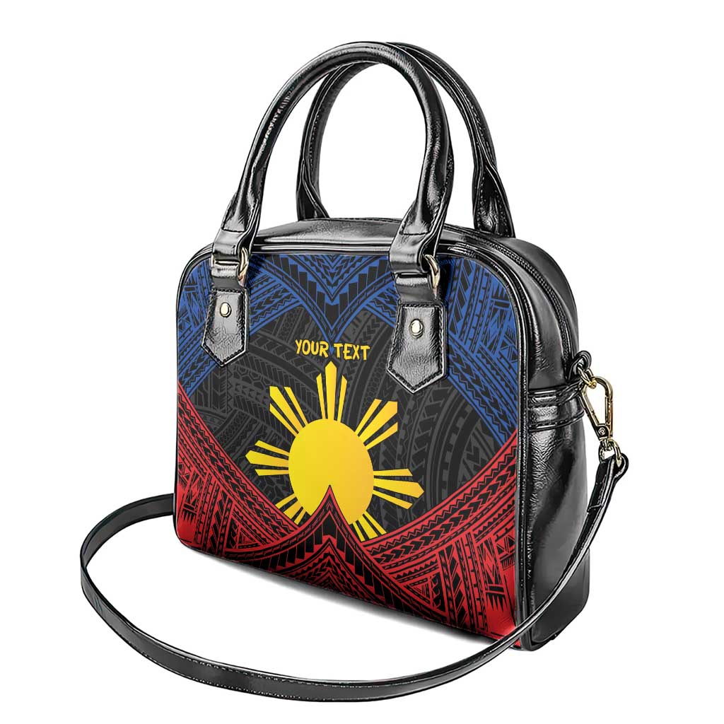 Personalized Philippines Shoulder Handbag Polynesian Tribal Tattoo with Filipino Flag Motif LT9