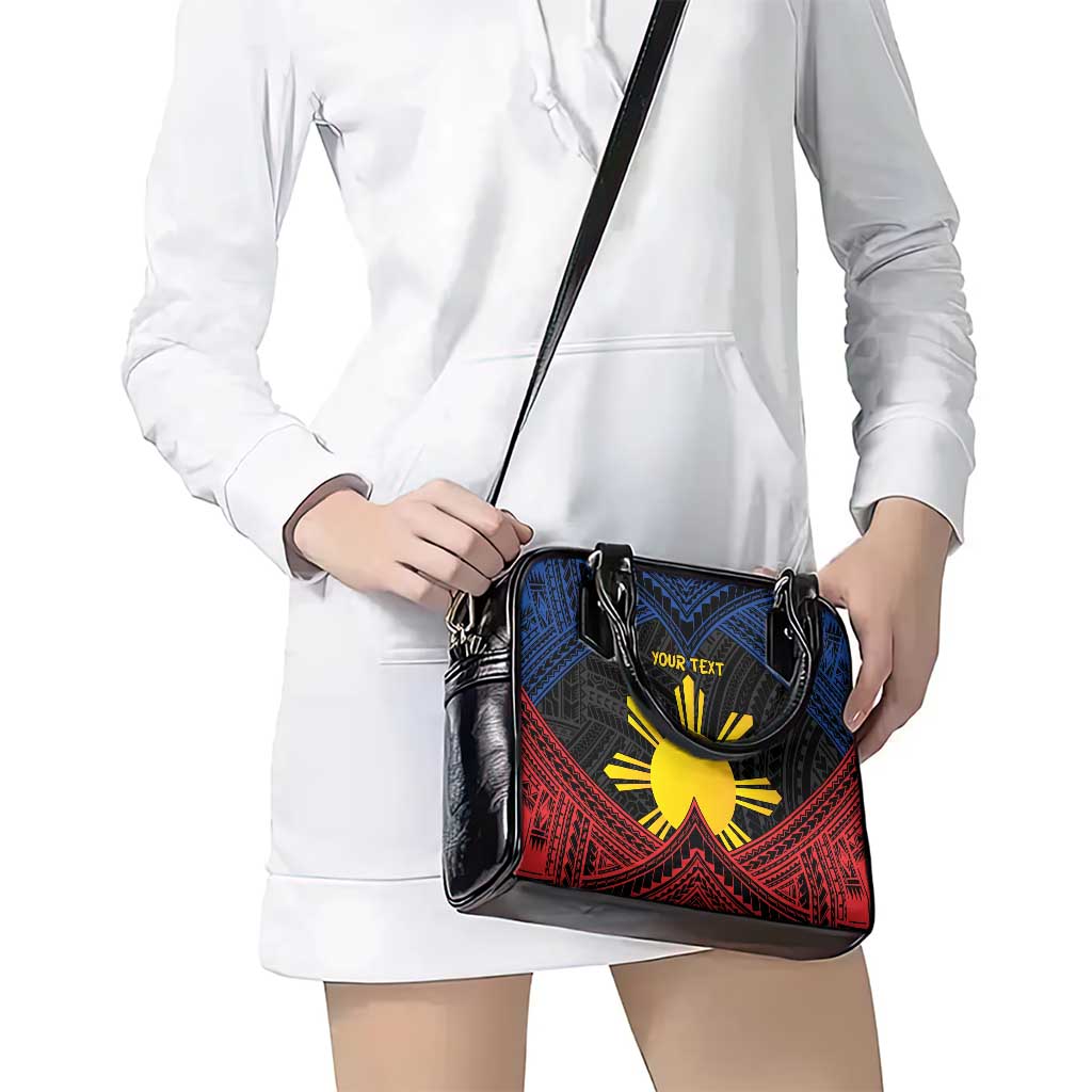 Personalized Philippines Shoulder Handbag Polynesian Tribal Tattoo with Filipino Flag Motif LT9
