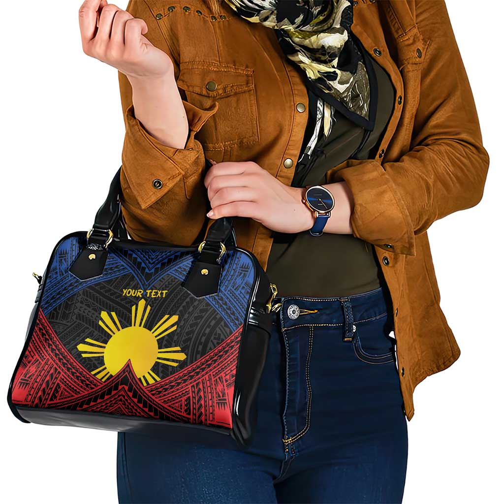 Personalized Philippines Shoulder Handbag Polynesian Tribal Tattoo with Filipino Flag Motif LT9