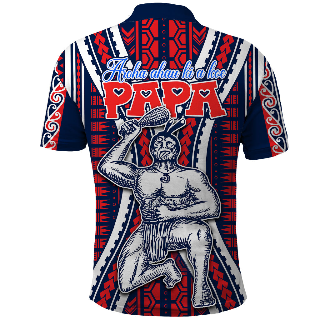 Aotearoa Father's Day Gift For Dad Polo Shirt Aroha Ahau Ki A Koe Papa - Maori Style Pattern LT9