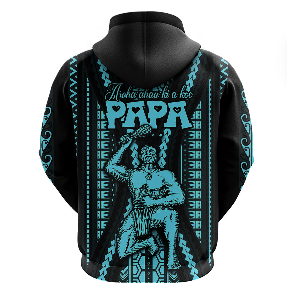 Aotearoa Father's Day Gift For Dad Hoodie Aroha Ahau Ki A Koe Papa - Aqua Maori Style Pattern LT9