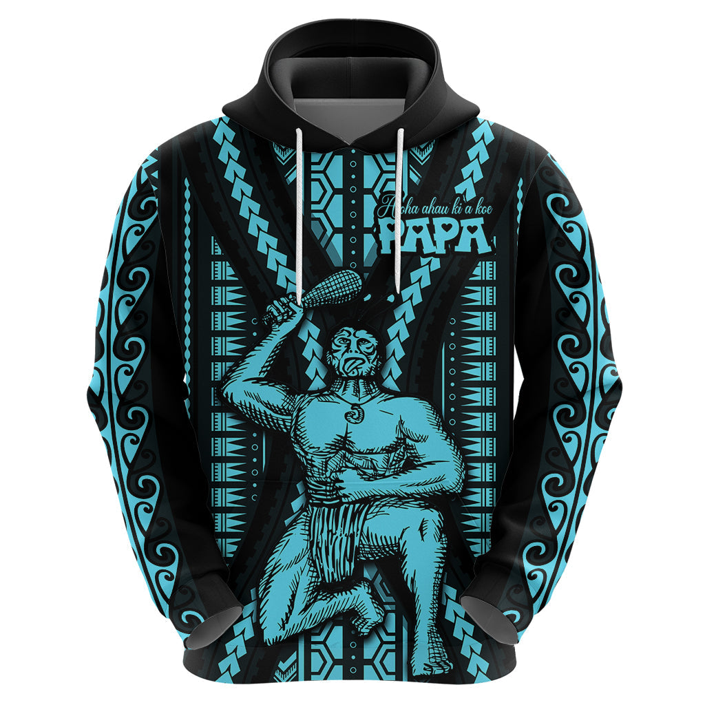 Aotearoa Father's Day Gift For Dad Hoodie Aroha Ahau Ki A Koe Papa - Aqua Maori Style Pattern LT9
