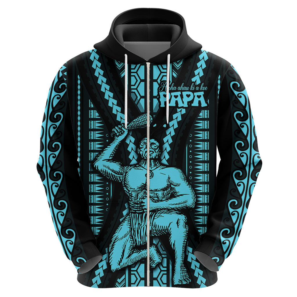 Aotearoa Father's Day Gift For Dad Hoodie Aroha Ahau Ki A Koe Papa - Aqua Maori Style Pattern LT9