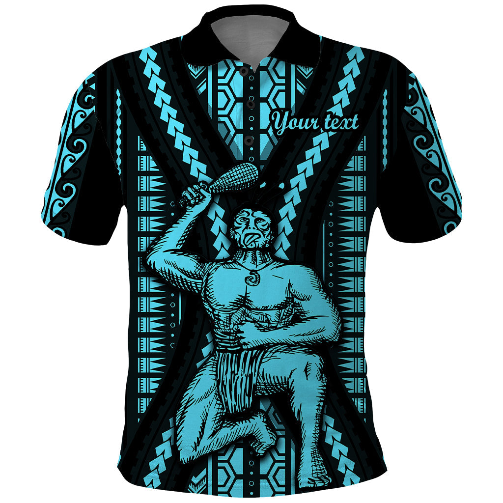 Personalised Aotearoa Father's Day Gift For Dad Polo Shirt Aroha Ahau Ki A Koe Papa - Aqua Maori Style Pattern LT9
