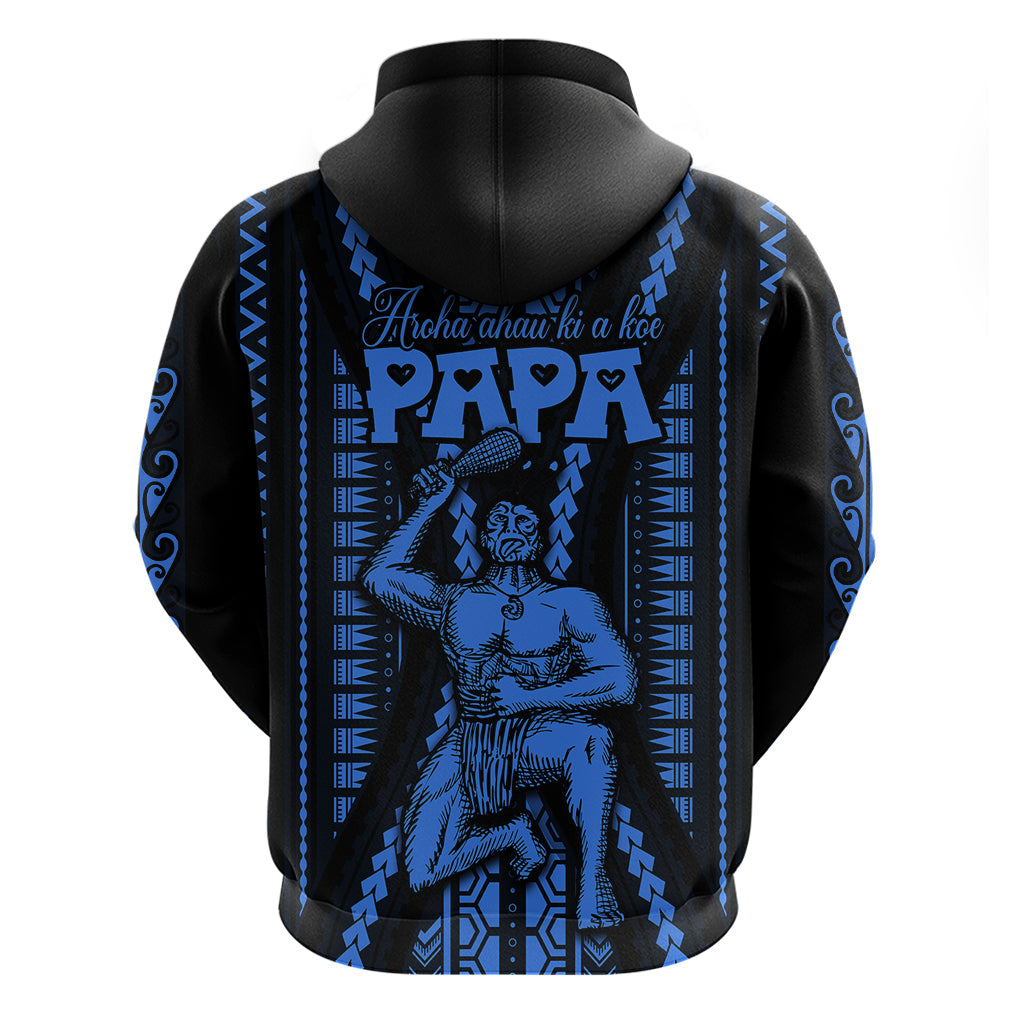 Aotearoa Father's Day Gift For Dad Hoodie Aroha Ahau Ki A Koe Papa - Blue Maori Style Pattern LT9