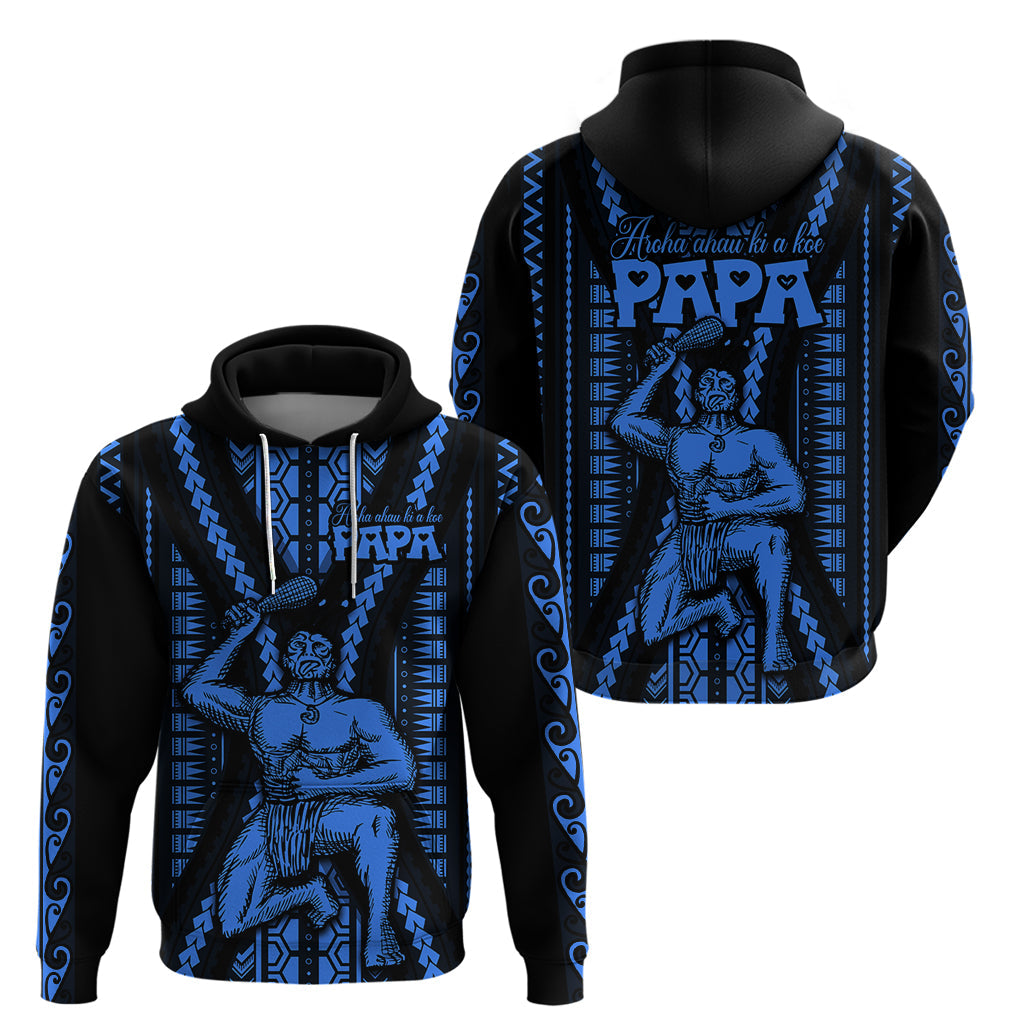 Aotearoa Father's Day Gift For Dad Hoodie Aroha Ahau Ki A Koe Papa - Blue Maori Style Pattern LT9