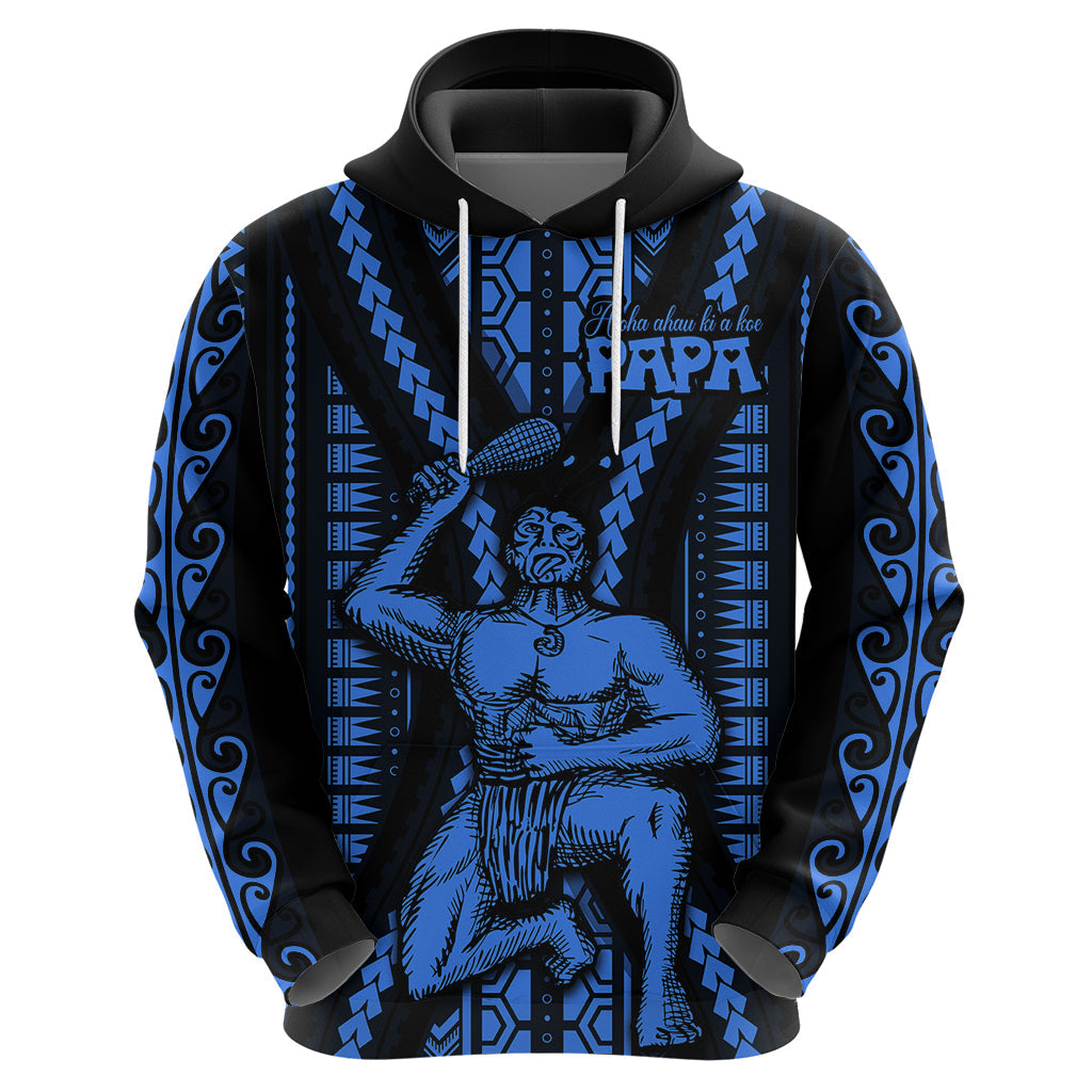 Aotearoa Father's Day Gift For Dad Hoodie Aroha Ahau Ki A Koe Papa - Blue Maori Style Pattern LT9