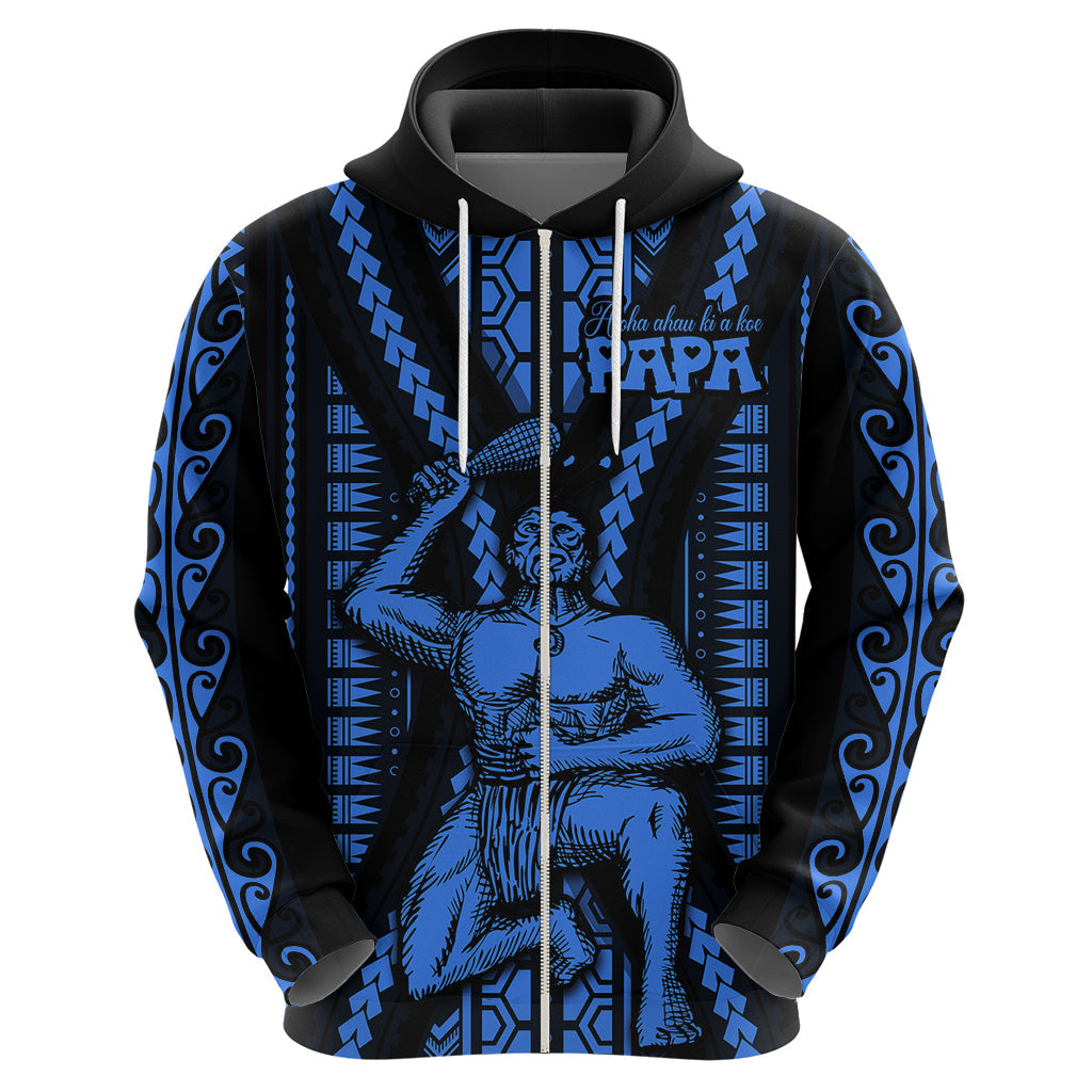 Aotearoa Father's Day Gift For Dad Hoodie Aroha Ahau Ki A Koe Papa - Blue Maori Style Pattern LT9