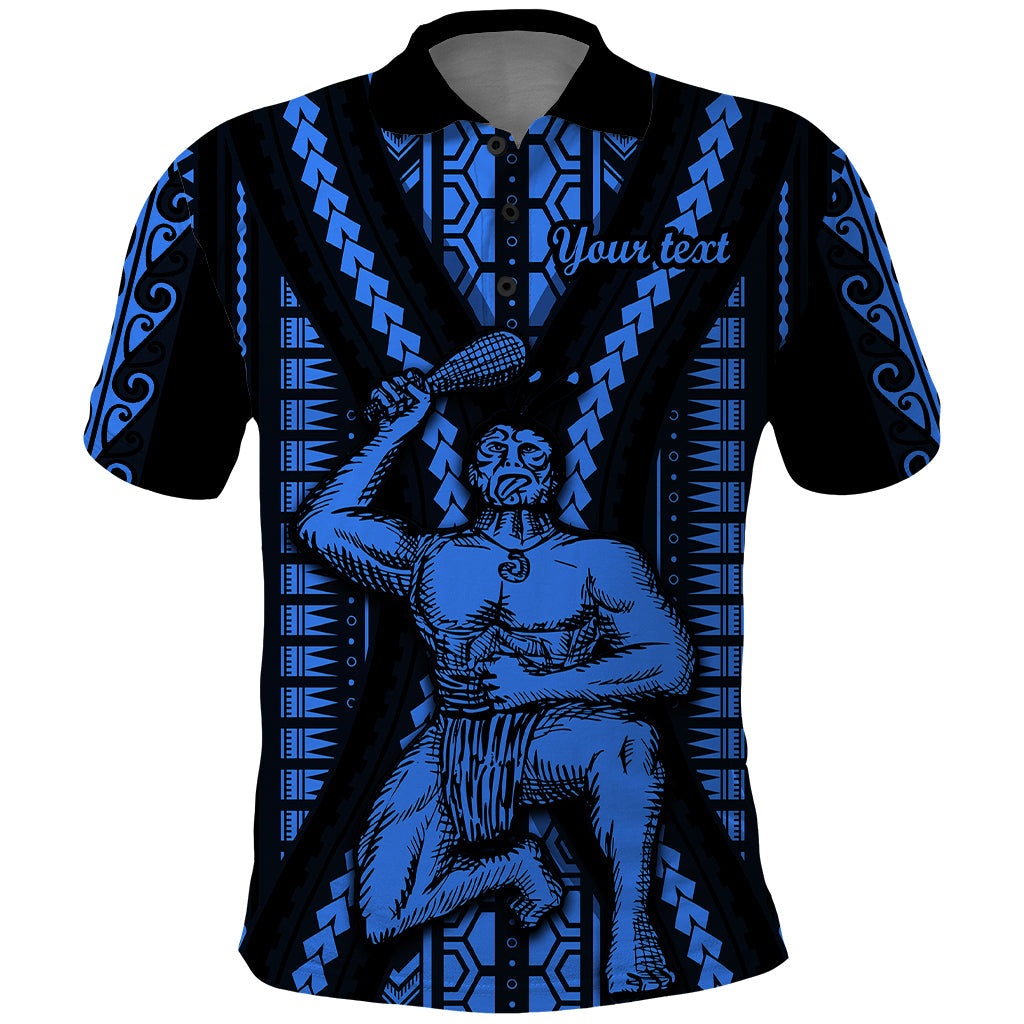 Personalised Aotearoa Father's Day Gift For Dad Polo Shirt Aroha Ahau Ki A Koe Papa - Blue Maori Style Pattern LT9