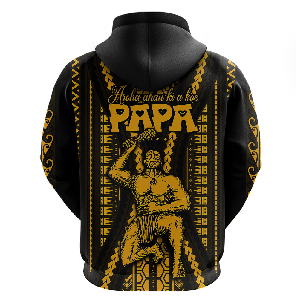 Aotearoa Father's Day Gift For Dad Hoodie Aroha Ahau Ki A Koe Papa - Gold Maori Style Pattern LT9