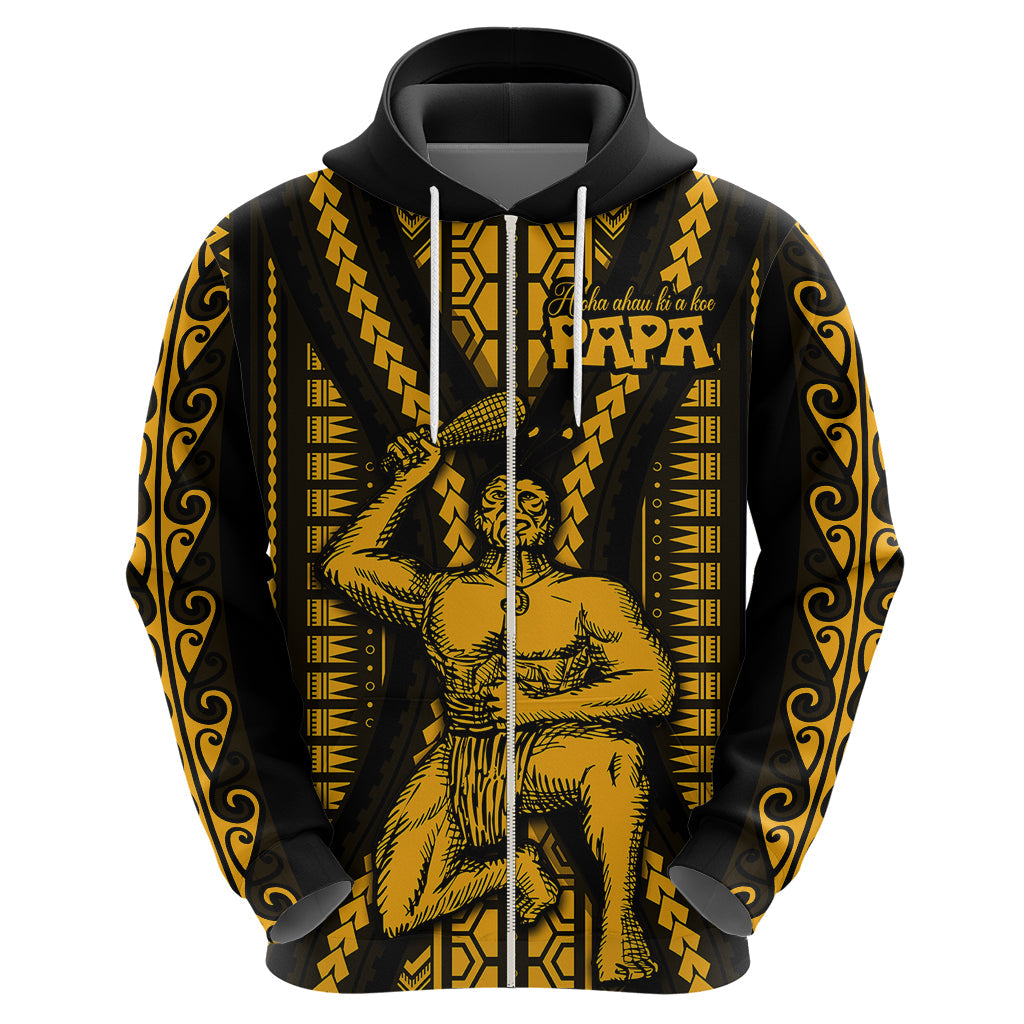 Aotearoa Father's Day Gift For Dad Hoodie Aroha Ahau Ki A Koe Papa - Gold Maori Style Pattern LT9