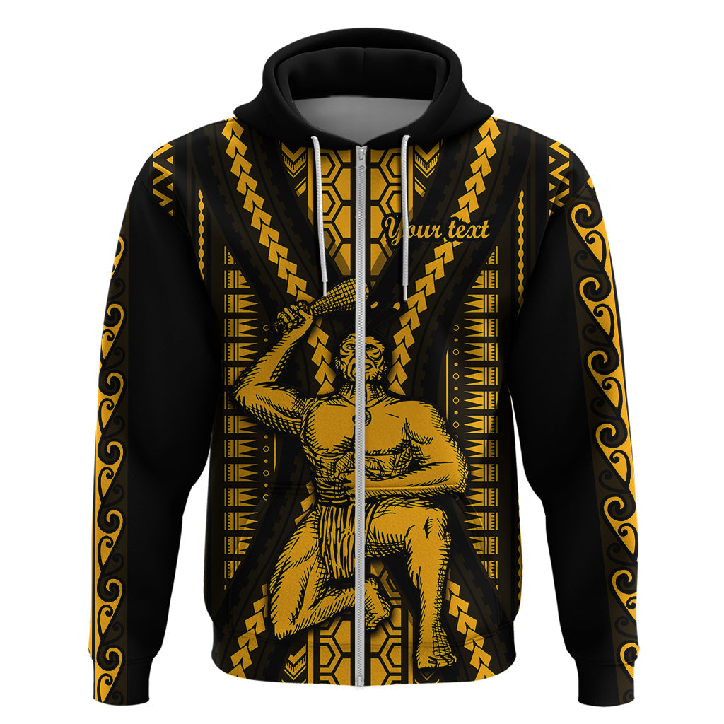 Personalised Aotearoa Father's Day Gift For Dad Hoodie Aroha Ahau Ki A Koe Papa - Gold Maori Style Pattern LT9
