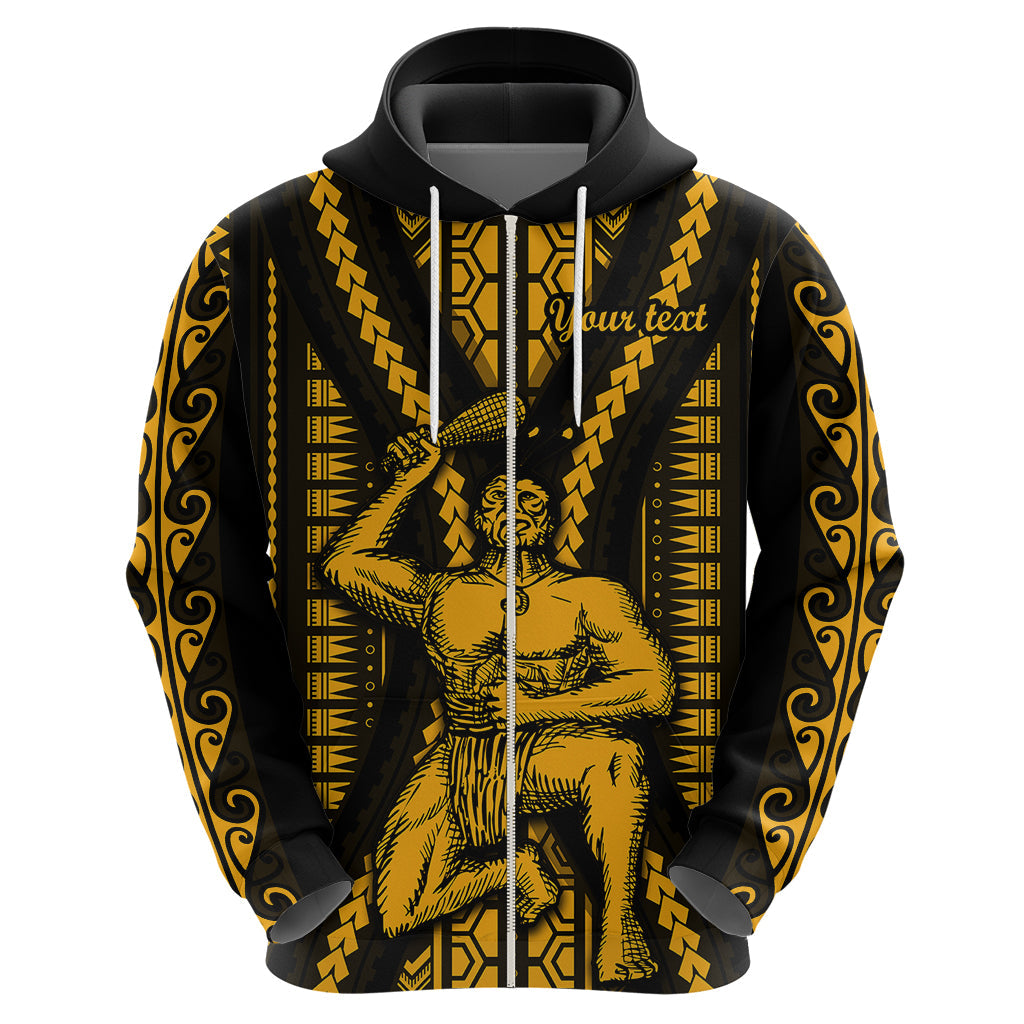 Personalised Aotearoa Father's Day Gift For Dad Hoodie Aroha Ahau Ki A Koe Papa - Gold Maori Style Pattern LT9