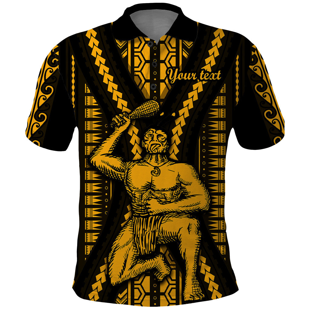 Personalised Aotearoa Father's Day Gift For Dad Polo Shirt Aroha Ahau Ki A Koe Papa - Gold Maori Style Pattern LT9