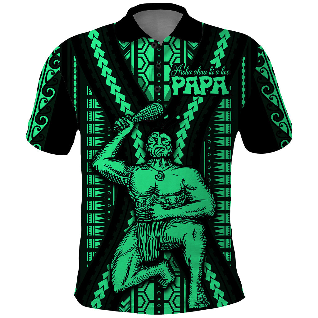 Maori Fathers Day New Zealand Polo Shirt Aroha Ahau Ki A Koe Papa - Green LT9