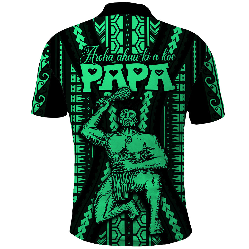 Maori Fathers Day New Zealand Polo Shirt Aroha Ahau Ki A Koe Papa - Green LT9