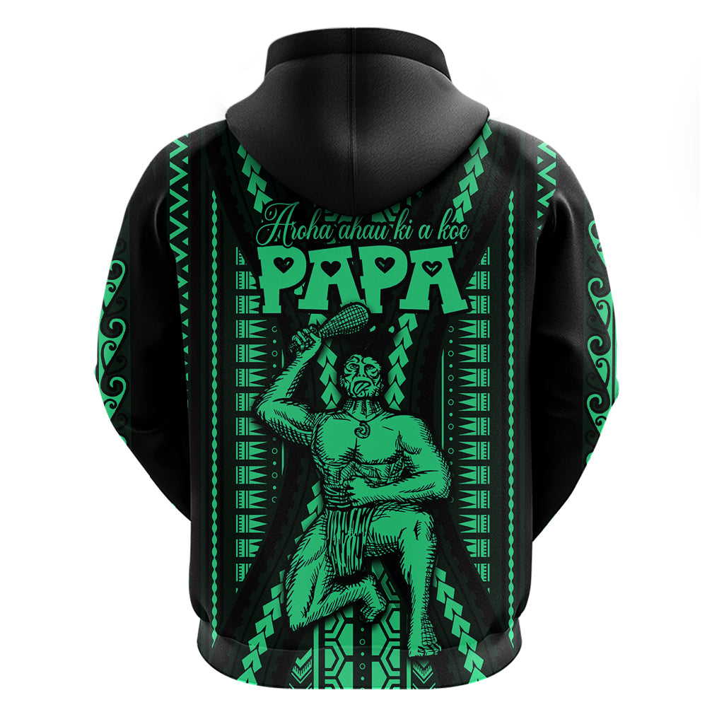 Custom Maori Fathers Day New Zealand Hoodie Aroha Ahau Ki A Koe Papa - Green LT9