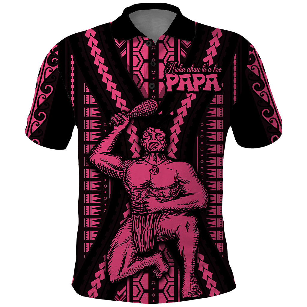 Maori Fathers Day New Zealand Polo Shirt Aroha Ahau Ki A Koe Papa - Pink LT9